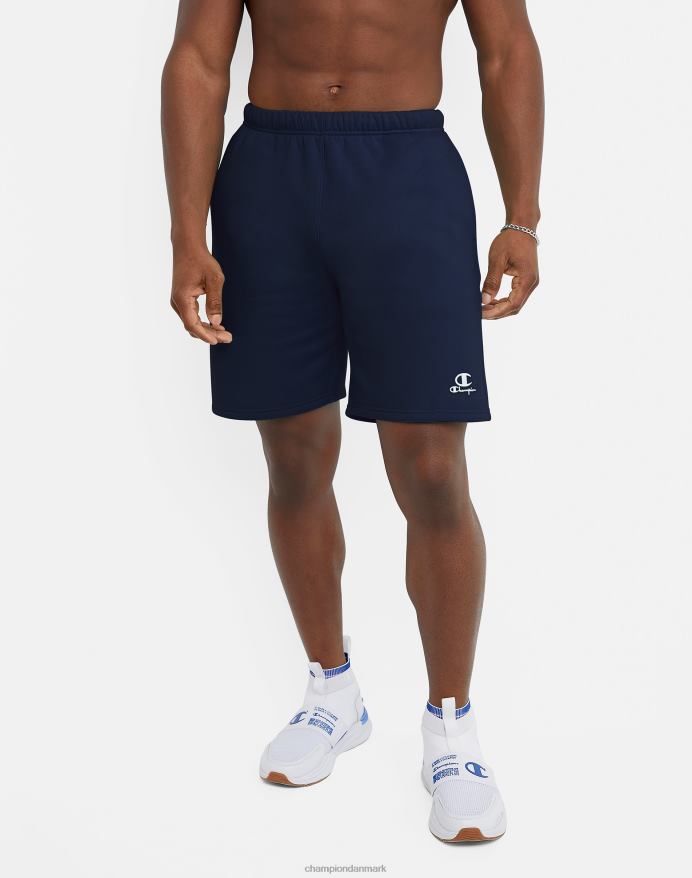 Champion klassiske fleeceshorts broderet c & script logo 8 V6J66476 atletisk flåde
