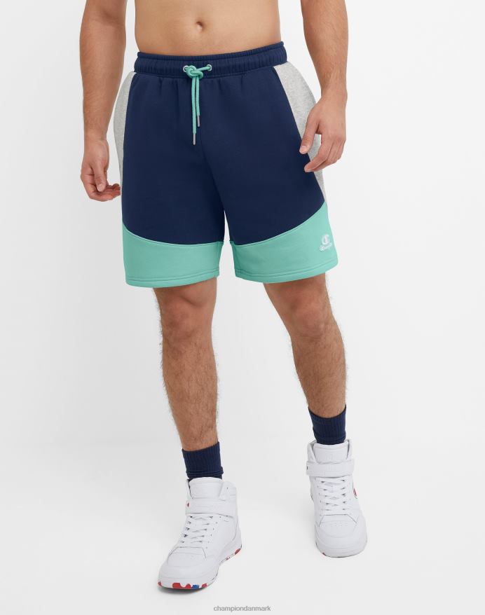 Champion klassiske fleeceshorts farveblokeret 8 V6J66345 marineblå/stencreme/ren mynte