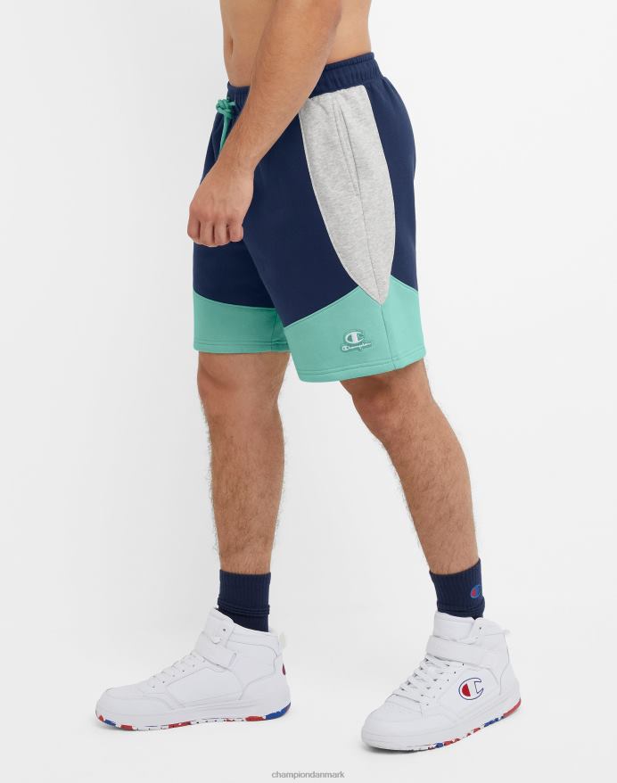Champion klassiske fleeceshorts farveblokeret 8 V6J66345 marineblå/stencreme/ren mynte