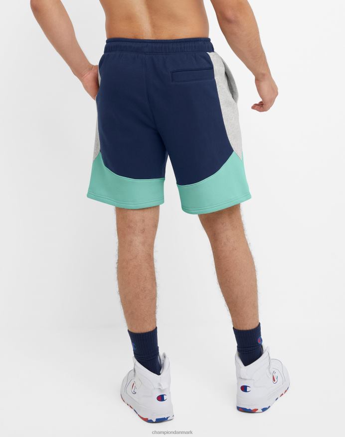 Champion klassiske fleeceshorts farveblokeret 8 V6J66345 marineblå/stencreme/ren mynte