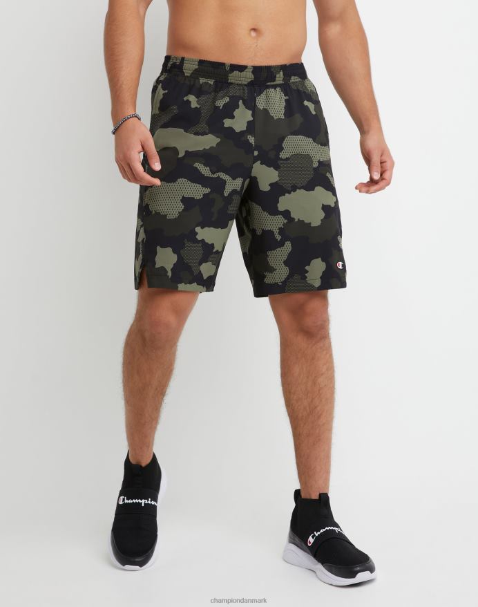 Champion mvp-shorts fugttransporterende script og c-logoer 9 V6J66346 mesh camo cargo oliven