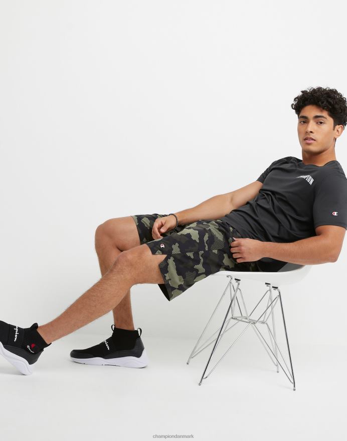 Champion mvp-shorts fugttransporterende script og c-logoer 9 V6J66346 mesh camo cargo oliven