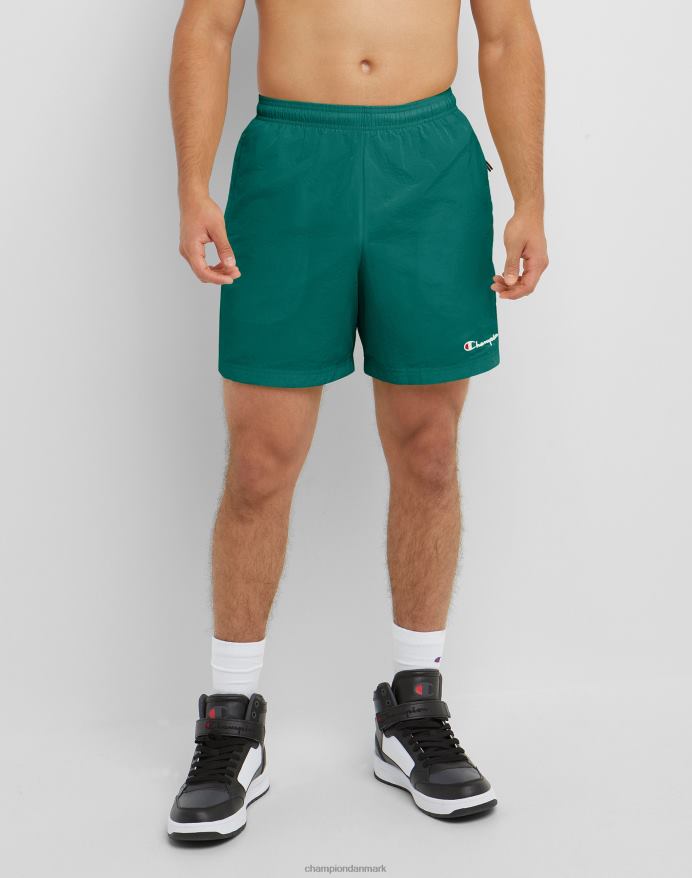 Champion nylon opvarmningsshorts med mesh-foring script-logo 6 V6J66420 everglade grøn