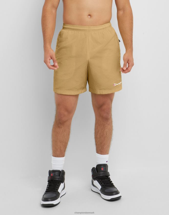 Champion nylon opvarmningsshorts med mesh-foring script-logo 6 V6J66421 sandsten