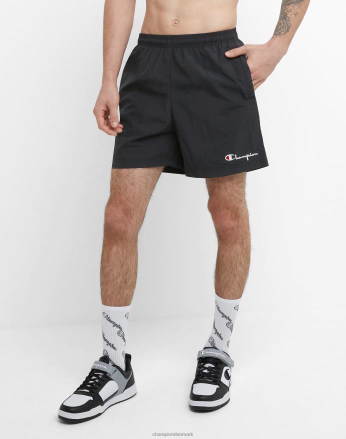 Champion nylon opvarmningsshorts med mesh-foring script-logo 6 V6J66422 sort