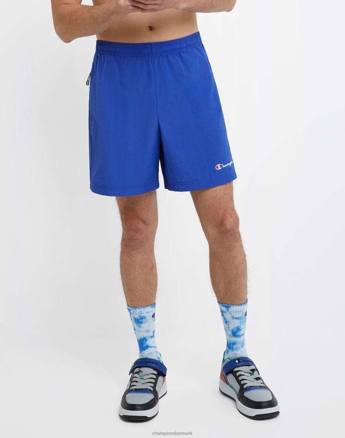 Champion nylon opvarmningsshorts med mesh-foring script-logo 6 V6J66423 dyb blændende blå