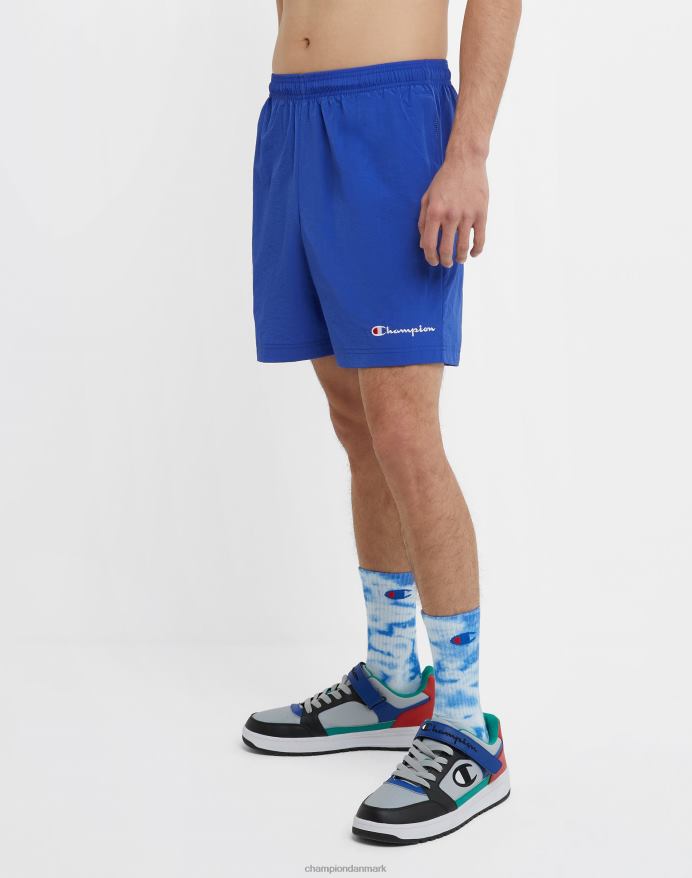 Champion nylon opvarmningsshorts med mesh-foring script-logo 6 V6J66423 dyb blændende blå