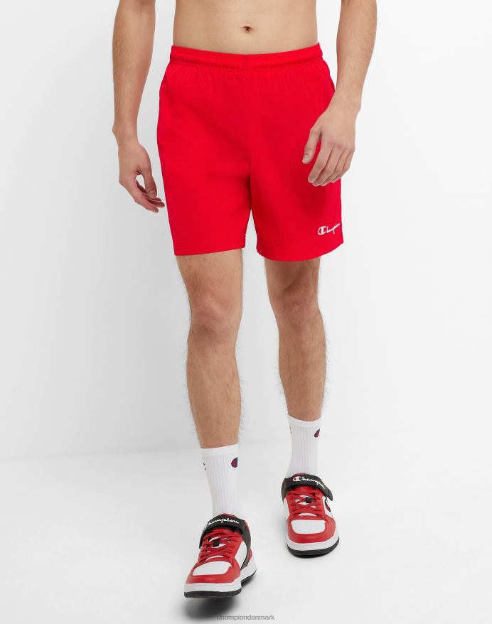 Champion nylon opvarmningsshorts med mesh-foring script-logo 6 V6J66425 rød