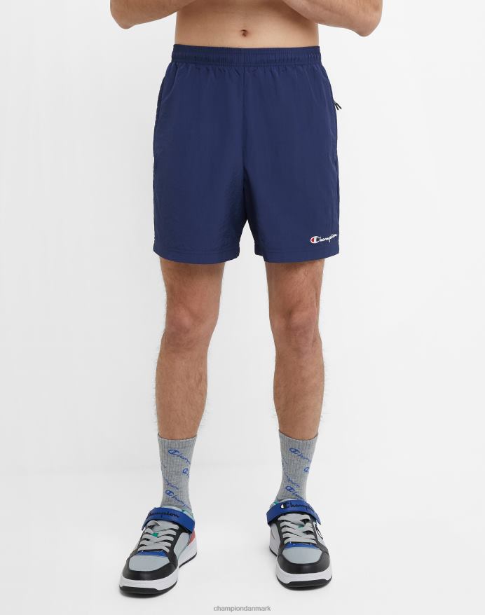 Champion nylon opvarmningsshorts med mesh-foring script-logo 6 V6J66426 atletisk flåde
