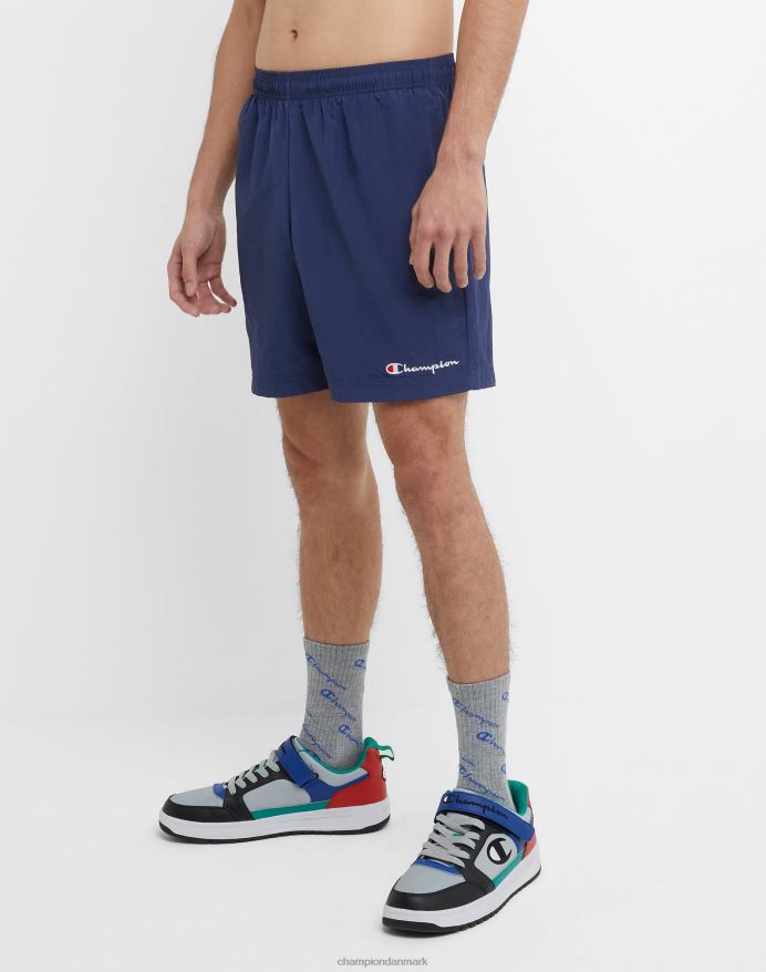 Champion nylon opvarmningsshorts med mesh-foring script-logo 6 V6J66426 atletisk flåde