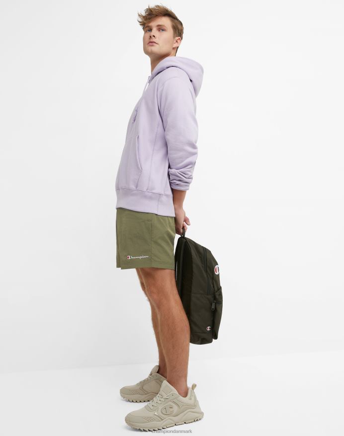 Champion nylon opvarmningsshorts med mesh-foring script-logo 6 V6J66427 fragt oliven
