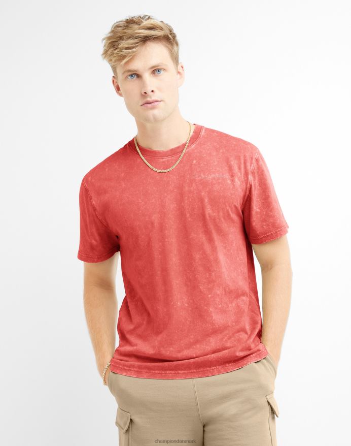 Champion acid wash t-shirt bølget logo V6J66534 syre vask solar crimson