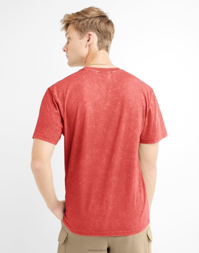 Champion acid wash t-shirt bølget logo V6J66534 syre vask solar crimson