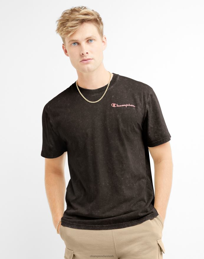 Champion acid wash t-shirt bølget logo V6J66536 syrevask sort