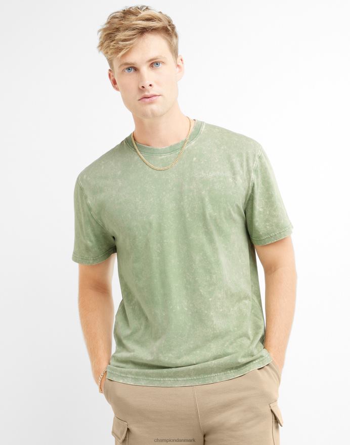 Champion acid wash t-shirt bølget logo V6J66537 syrevask alt om oliven