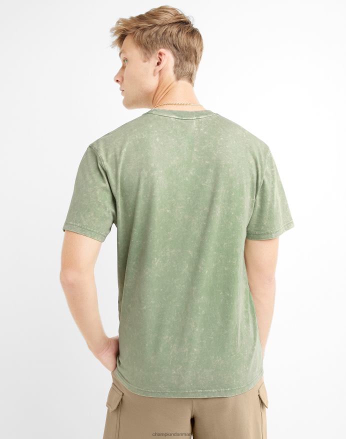 Champion acid wash t-shirt bølget logo V6J66537 syrevask alt om oliven