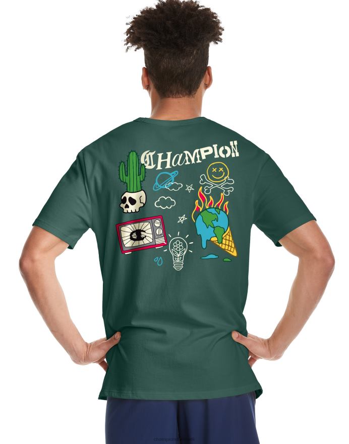 Champion arv tee plantebase V6J66659 dyb grøn håndflade