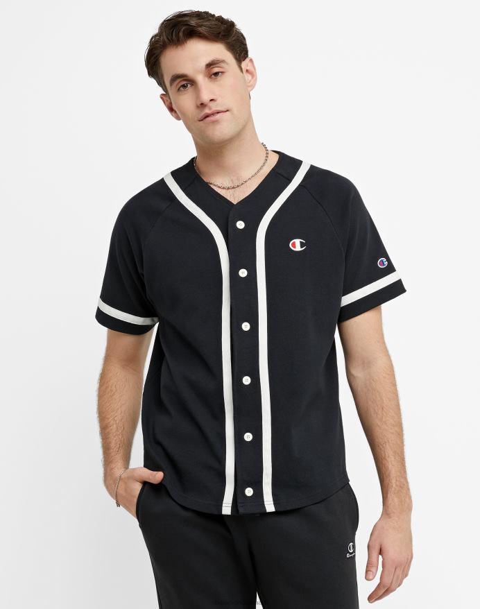 Champion flettet baseball jersey c patch V6J66641 sort