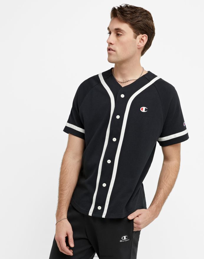 Champion flettet baseball jersey c patch V6J66641 sort