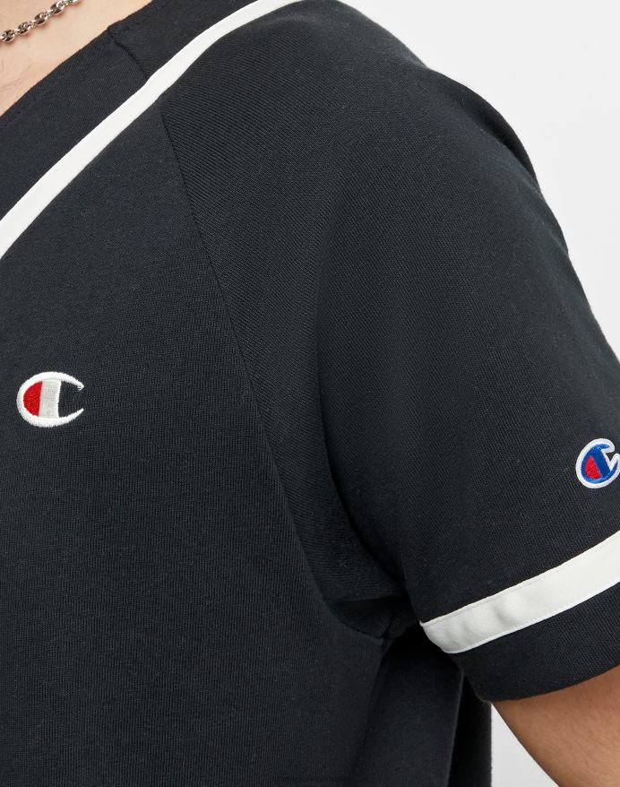 Champion flettet baseball jersey c patch V6J66641 sort