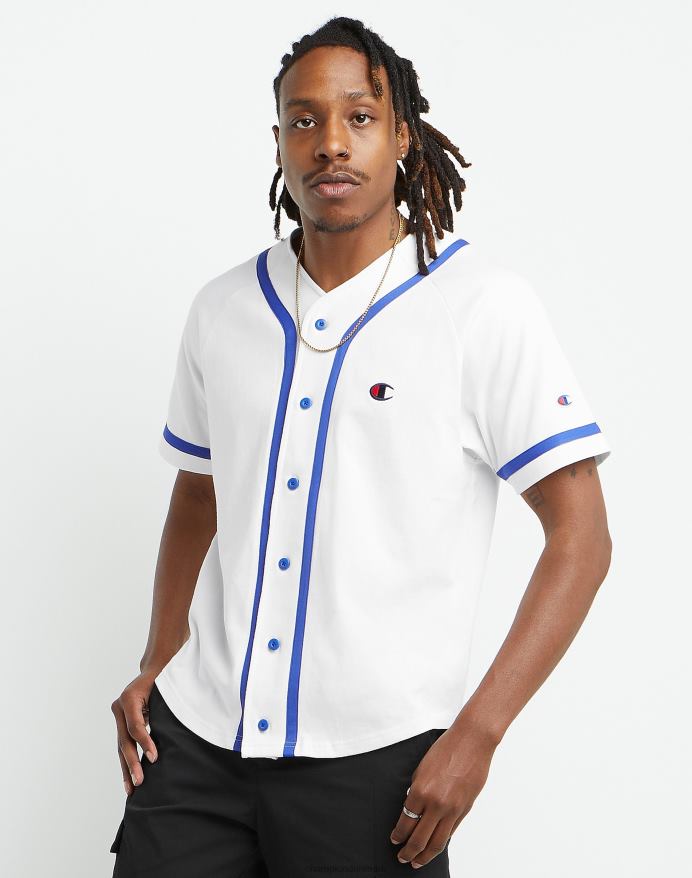 Champion flettet baseball jersey c patch V6J66642 hvid