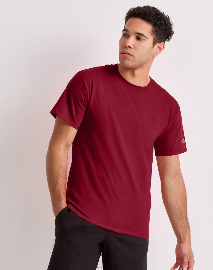 Champion klassisk T-shirt broderet c-logo V6J66577 tranebærtærte