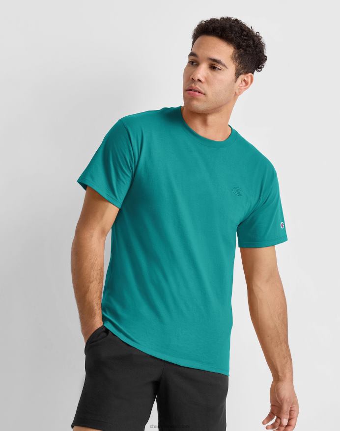 Champion klassisk T-shirt broderet c-logo V6J66583 jungle mynte