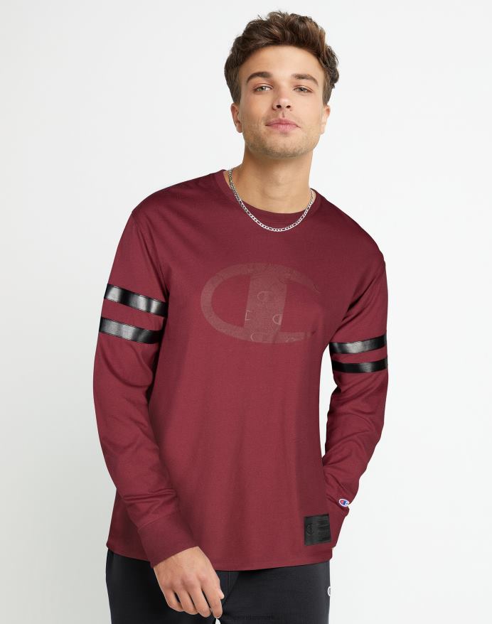 Champion klassisk grafisk langærmet t-shirt med høj densitet tonal aop c V6J66651 kardinal/sort