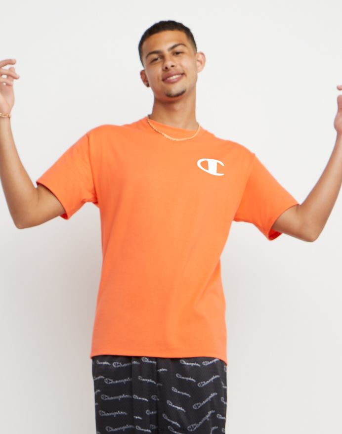Champion klassisk grafisk t-shirt ufo palmetræ V6J66597 laser orange lyng