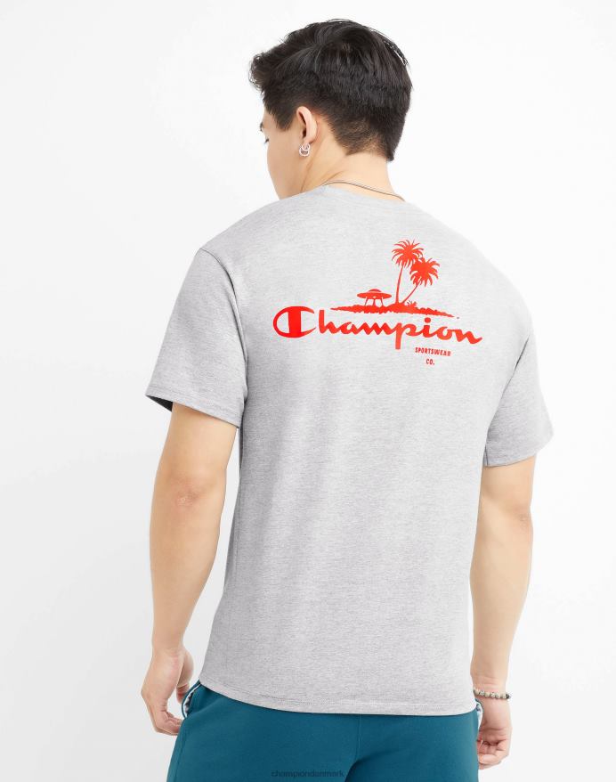 Champion klassisk grafisk t-shirt ufo palmetræ V6J66598 oxford grå