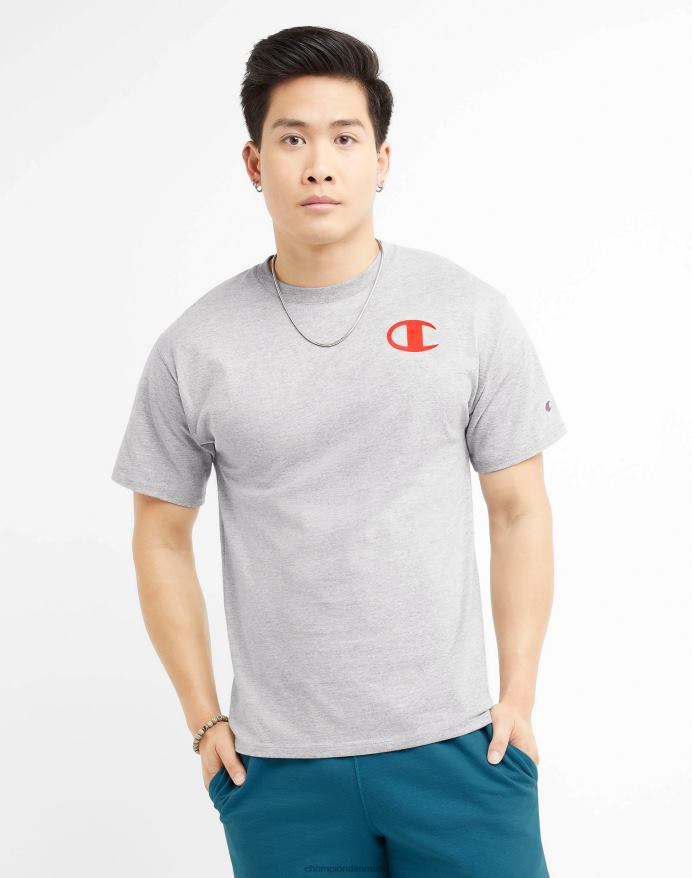 Champion klassisk grafisk t-shirt ufo palmetræ V6J66598 oxford grå