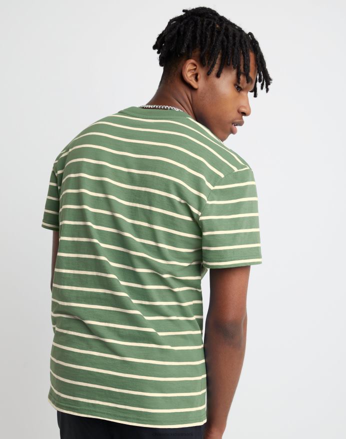 Champion klassisk stribet t-shirt V6J66645 alt om oliven/kridhvid