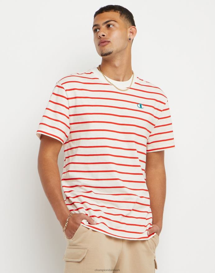 Champion klassisk stribet t-shirt V6J66647 kridhvid/solkarminrød