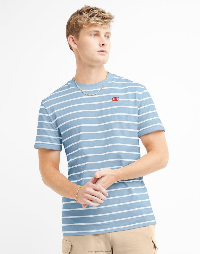 Champion klassisk stribet t-shirt V6J66649 forfine himmelblå/hvid