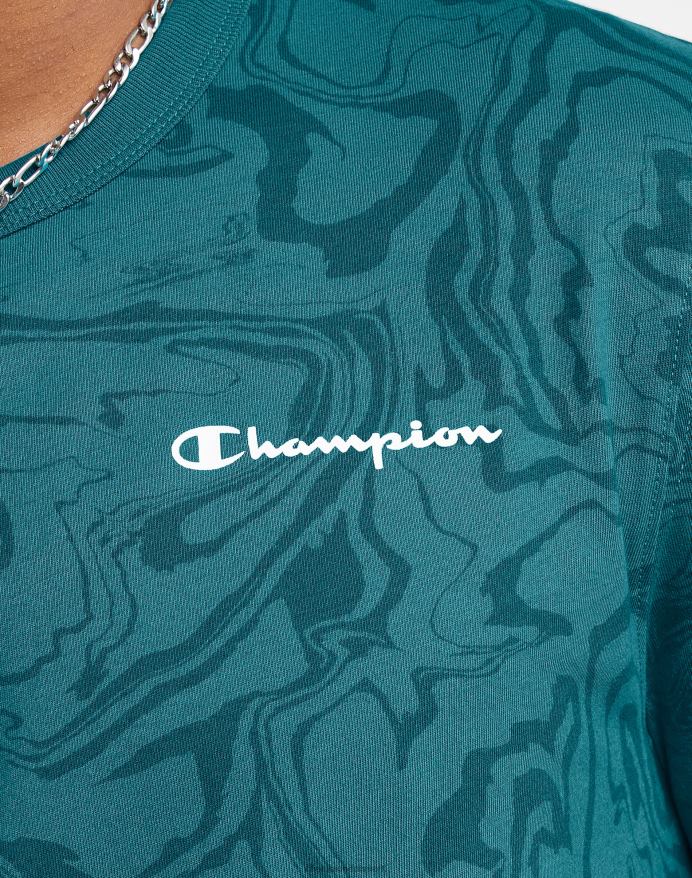 Champion klassisk t-shirt c logo flydende marmor print V6J66543 flydende marmor jungle mynte