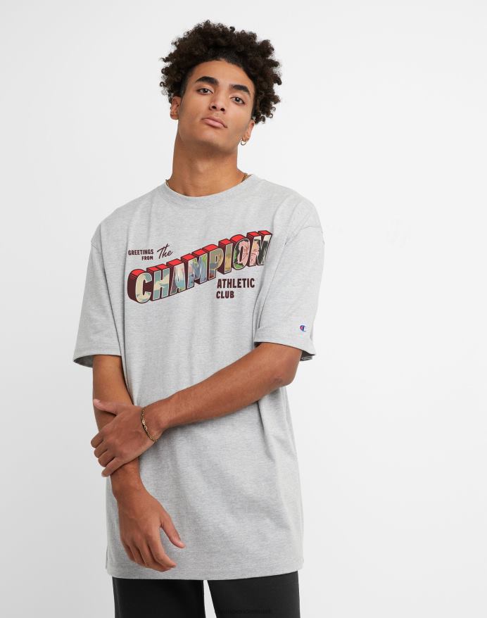 Champion klassisk t-shirt hilsen grafik V6J66601 oxford grå