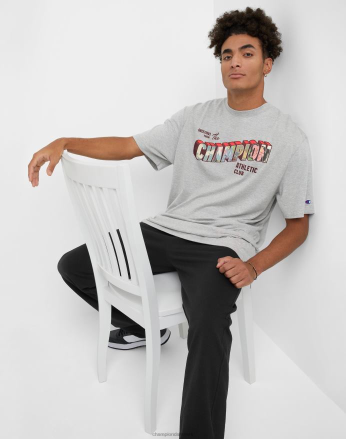 Champion klassisk t-shirt hilsen grafik V6J66601 oxford grå