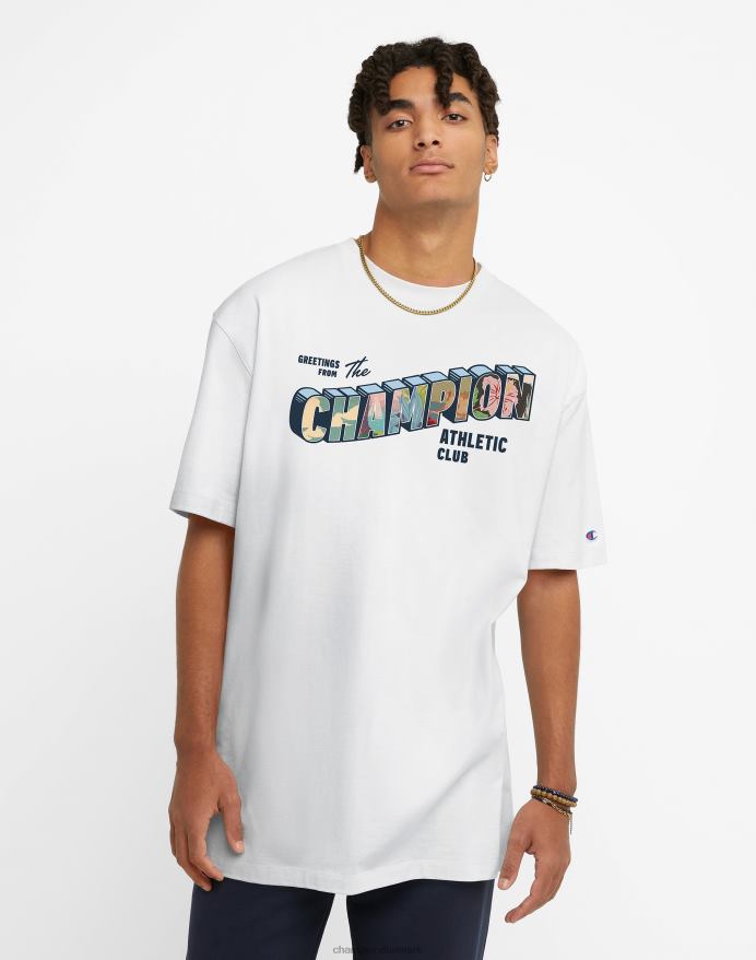 Champion klassisk t-shirt hilsen grafik V6J66602 hvid