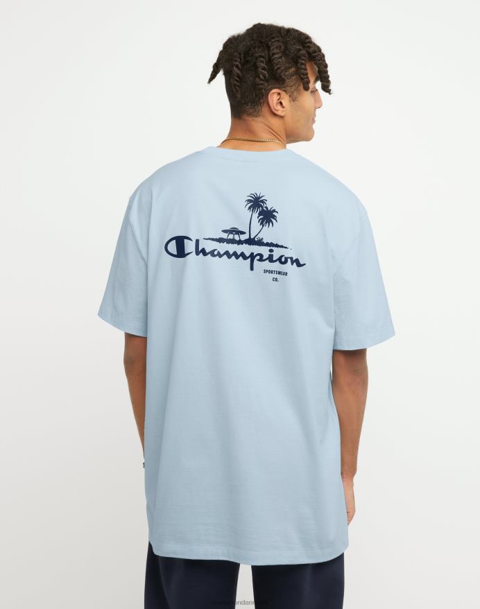 Champion klassisk t-shirt strandgrafik (stor og høj) V6J66565 forfine himmelblå