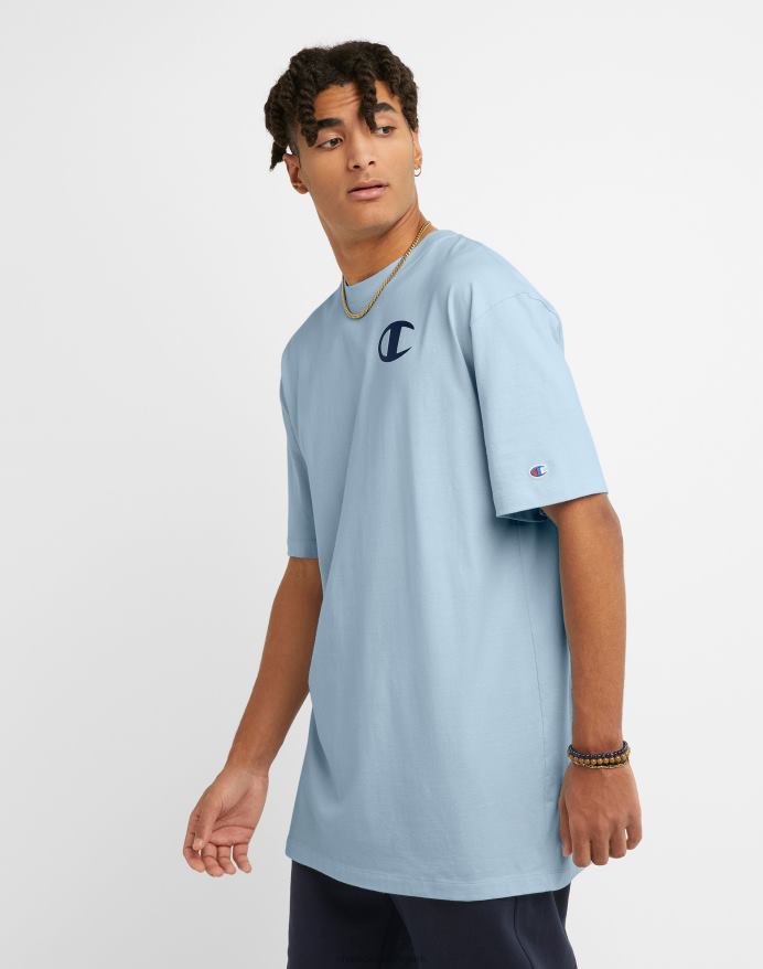 Champion klassisk t-shirt strandgrafik (stor og høj) V6J66565 forfine himmelblå