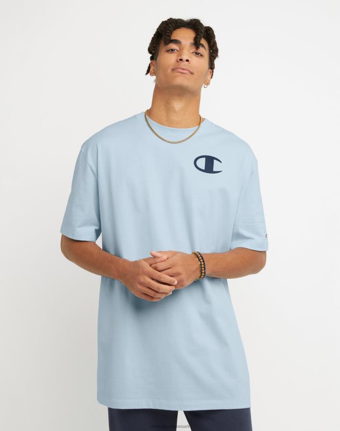 Champion klassisk t-shirt strandgrafik (stor og høj) V6J66565 forfine himmelblå