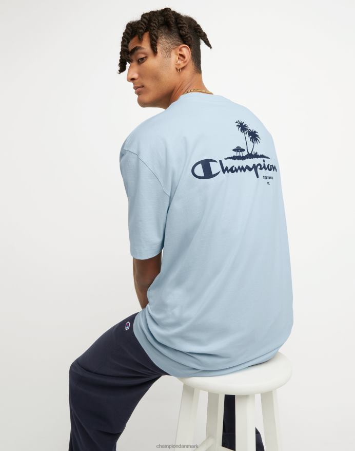 Champion klassisk t-shirt strandgrafik (stor og høj) V6J66565 forfine himmelblå