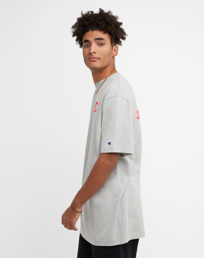 Champion klassisk t-shirt strandgrafik (stor og høj) V6J66566 oxford grå