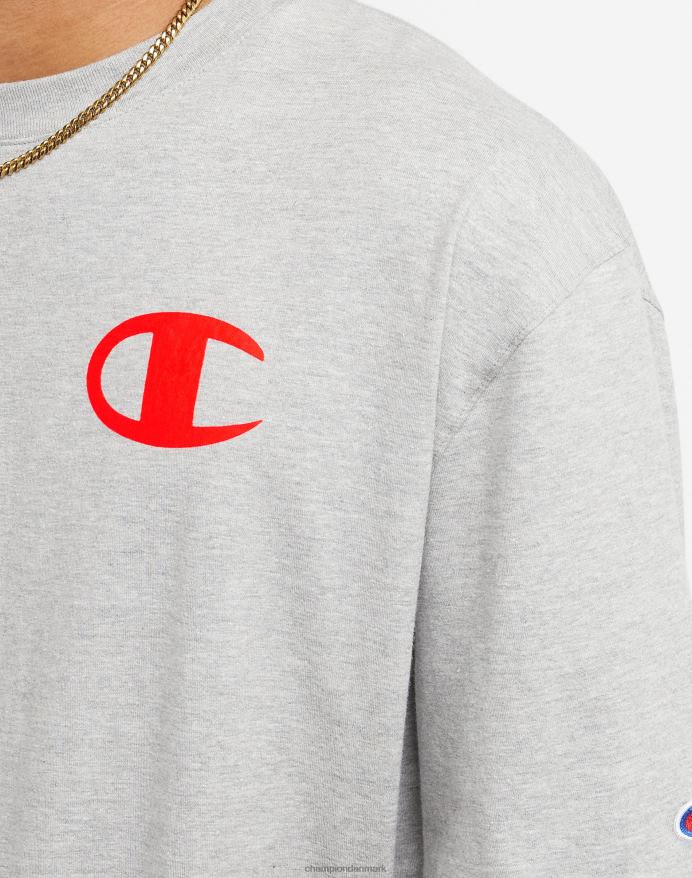 Champion klassisk t-shirt strandgrafik (stor og høj) V6J66566 oxford grå