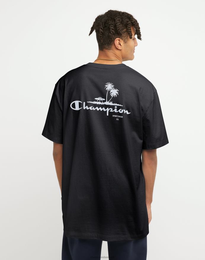 Champion klassisk t-shirt strandgrafik (stor og høj) V6J66567 sort