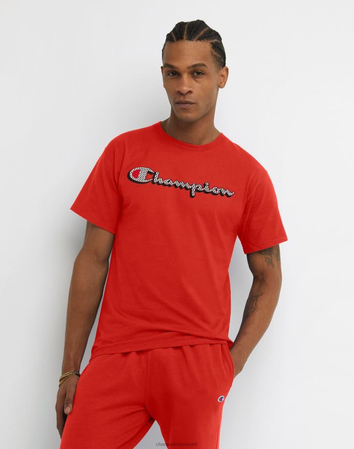 Champion klassisk tee drop shadow logo V6J66615 solkarminrød