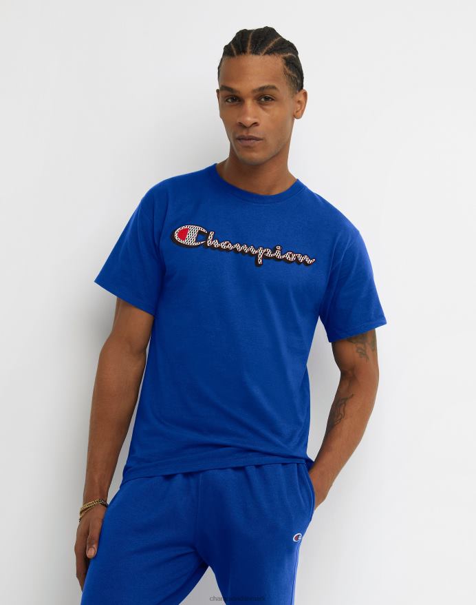 Champion klassisk tee drop shadow logo V6J66618 flyve blå