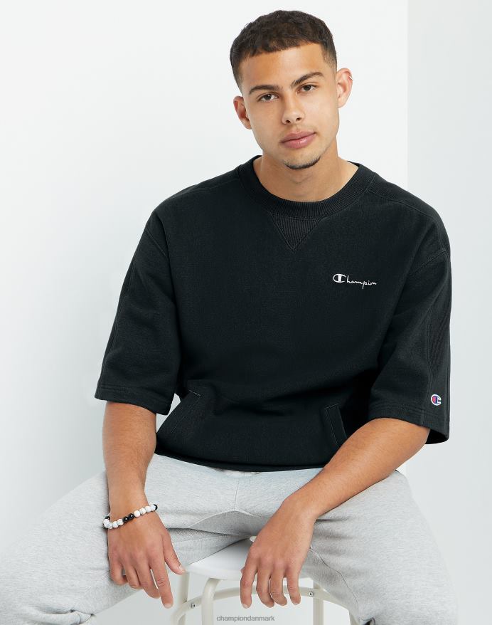 Champion omvendt vævet fransk frotté kortærmet crew script logo V6J66554 sort