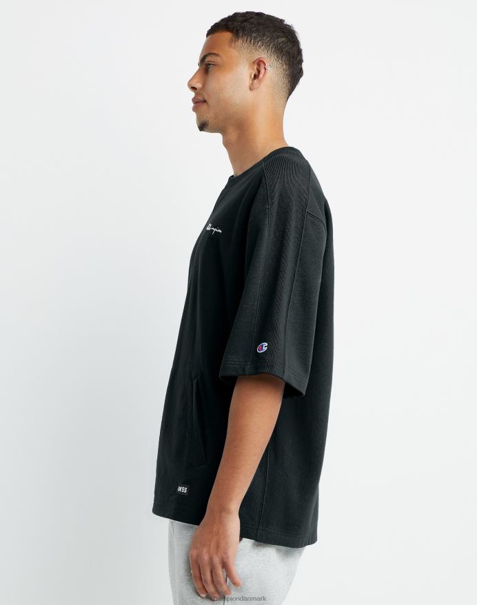 Champion omvendt vævet fransk frotté kortærmet crew script logo V6J66554 sort