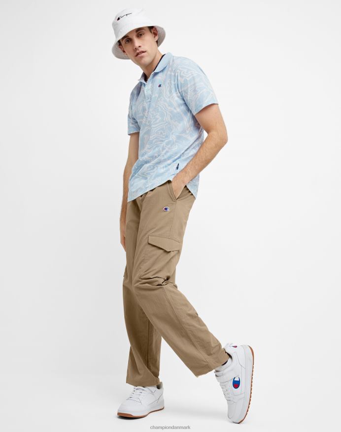 Champion polo shirt c logo flydende marmor print V6J66568 flydende marmor forfine himmelblå